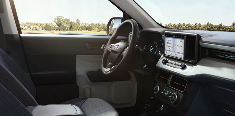 Interior view of the front seat of a Ford Maverick. | Ford dealer in Little Rock, AR.