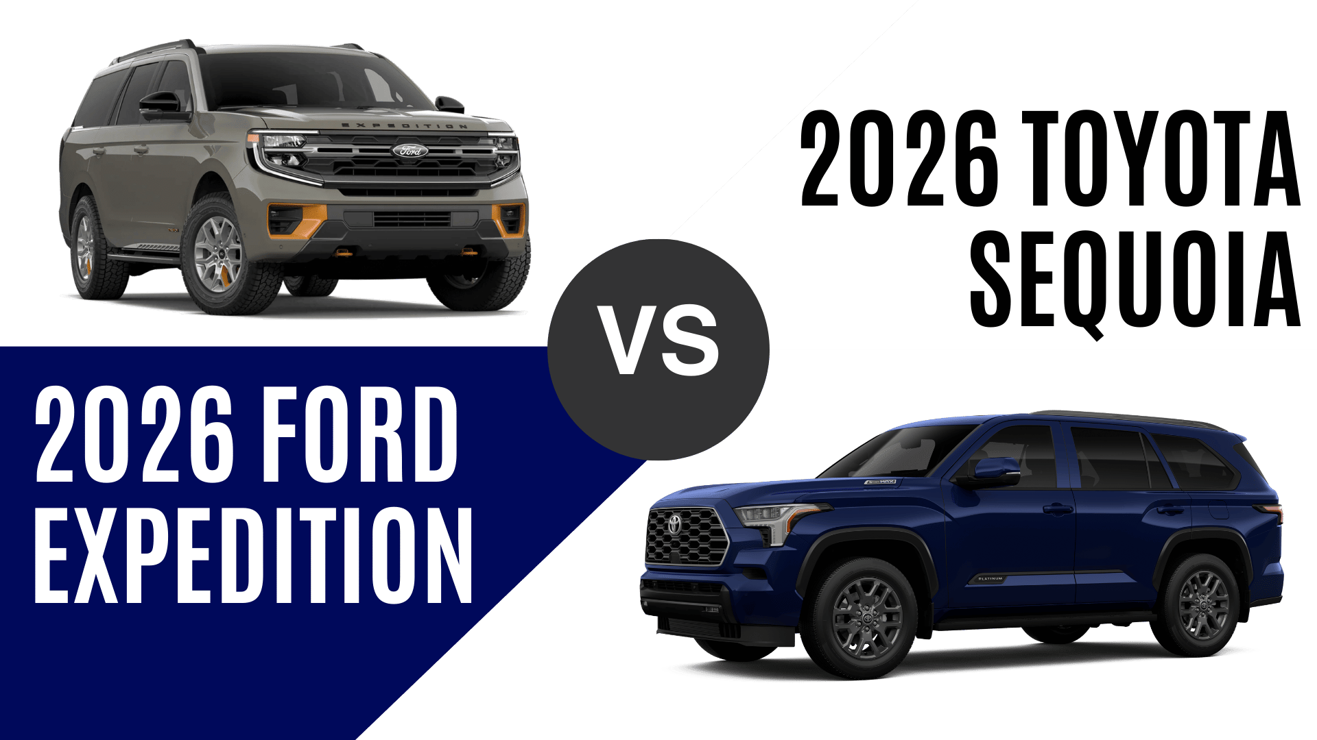 2026 Ford Expedition and 2026 Toyota Sequoia full-size SUVs compared in Little Rock, Arkansas
