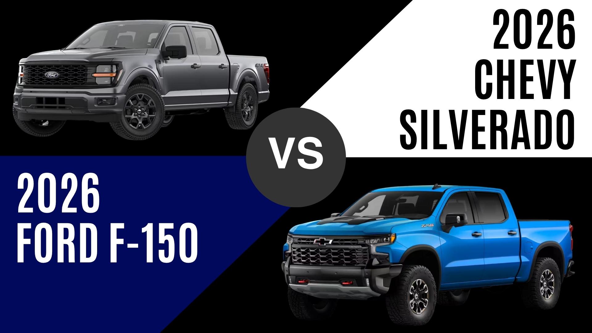 2026 Ford F-150 and 2026 Chevrolet Silverado 1500 compared for towing, technology, and truck capability in Little Rock, AR