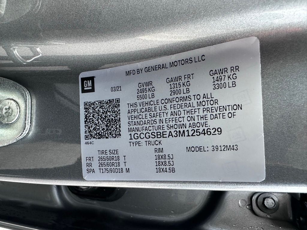 2021 Chevrolet Colorado CREW CAB - KEYLESS ENTRY / EZ LIFT TAILGATE