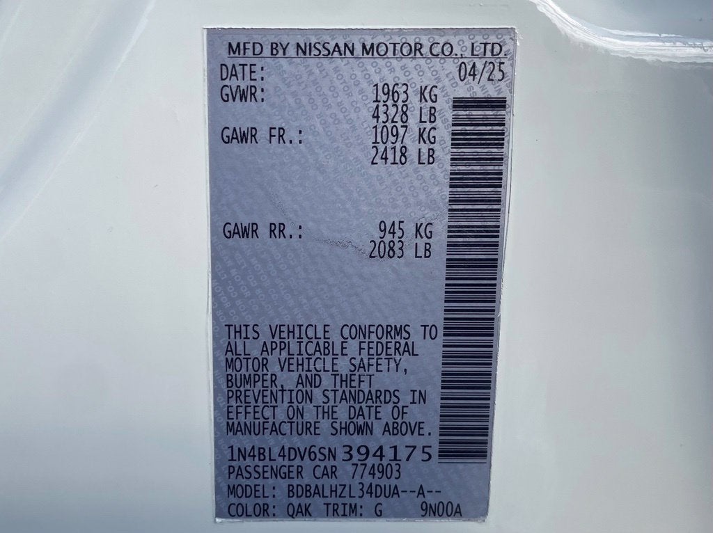 2025 Nissan Altima 2.5 SV CarFax 1-OWNER
