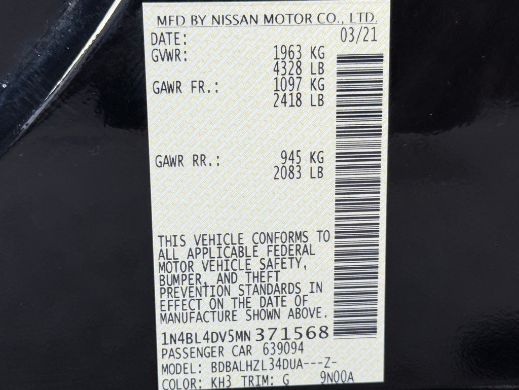 2021 Nissan Altima 2.5 SV 1 Owner / CARPLAY