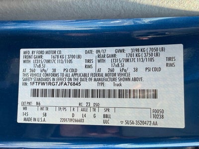 2018 Ford F-150 Raptor rapt tech pack,360 camera,stell bumper,twin moonro