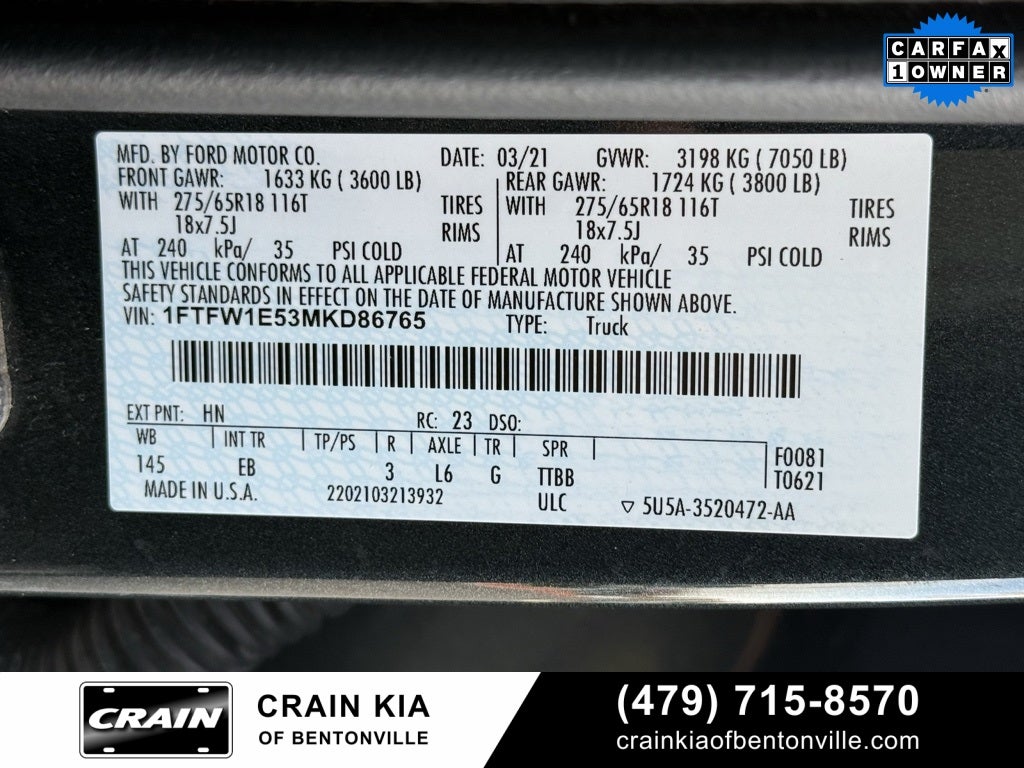 2021 Ford F-150 Lariat - 4WD / CLEAN CARFAX / ONE OWNER