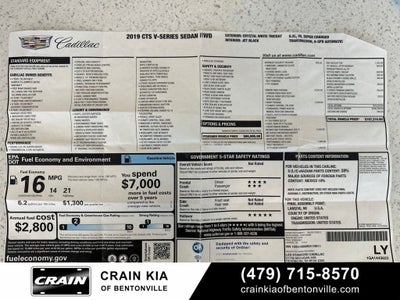 2019 Cadillac CTS-V Base - $107,215 MSRP / CLEAN CARFAX / SUNROOF
