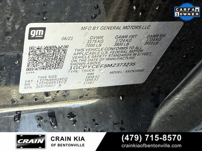 2021 Chevrolet Silverado 1500 Custom Trail Boss - 4WD / CLEAN CARFAX / ONE OWNER