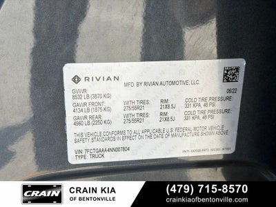 2022 Rivian R1T Adventure - AWD / QUAD MOTOR / LARGE BATTERY / CLEAN CARFAX