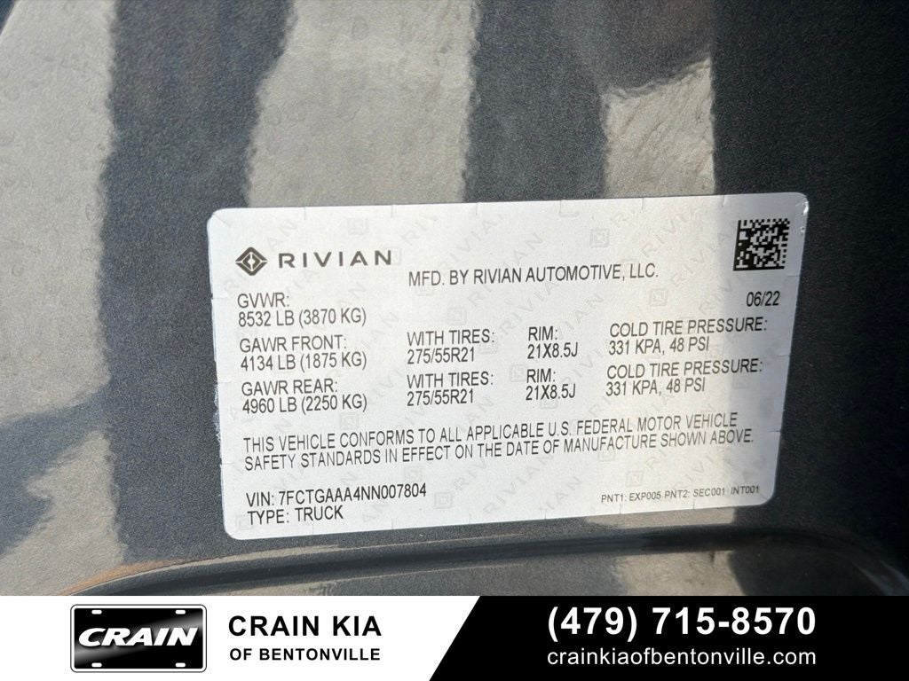 2022 Rivian R1T Adventure - AWD / QUAD MOTOR / LARGE BATTERY / CLEAN CARFAX