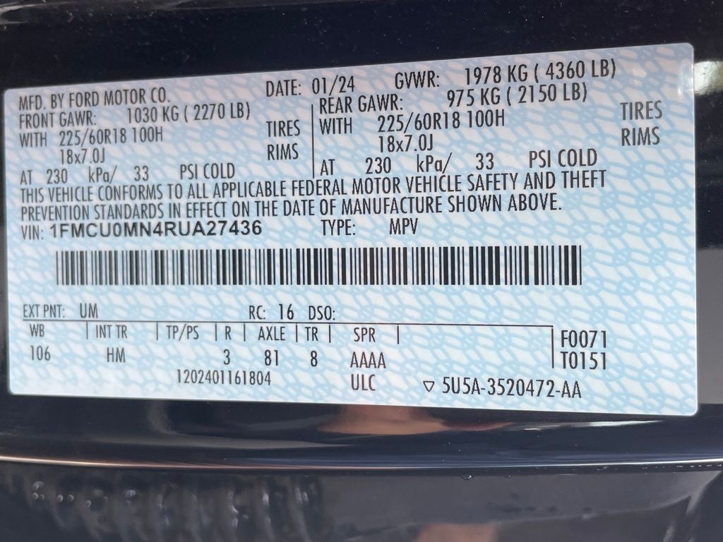 2024 Ford Escape ST-Line ONE OWNER / POWER LIFTGATE