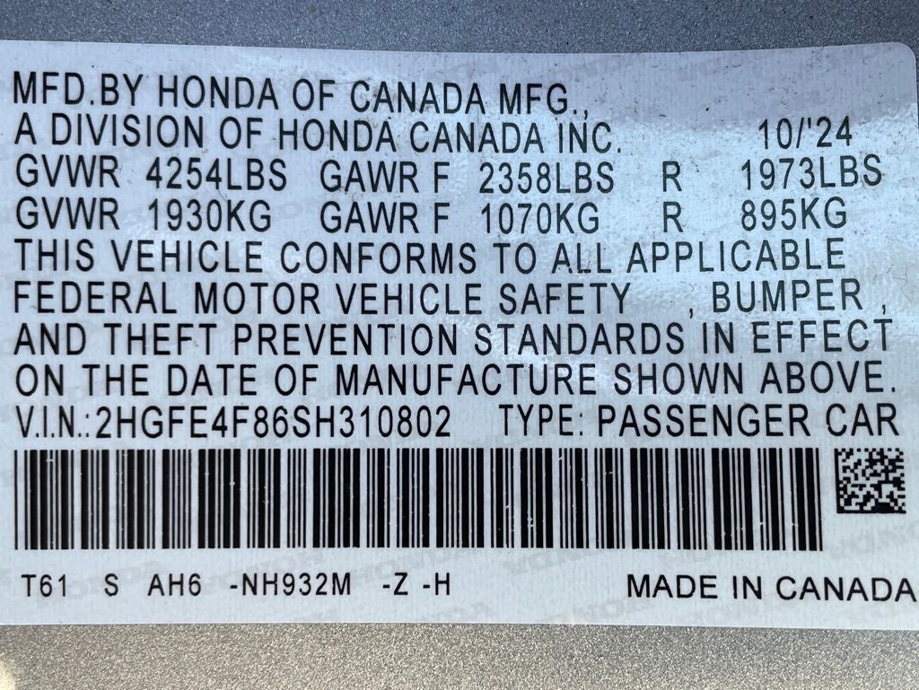 2025 Honda Civic Hybrid Sport