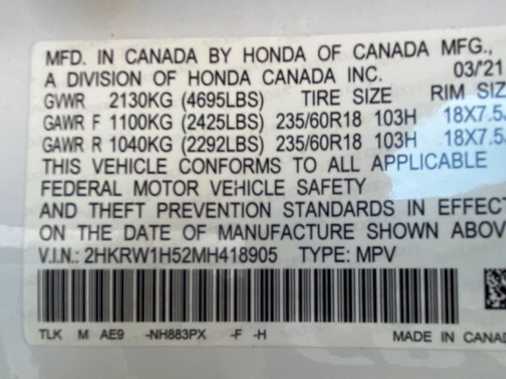 2021 Honda CR-V EX MOONROOF / HEATED SEATS / BLIND SPOT