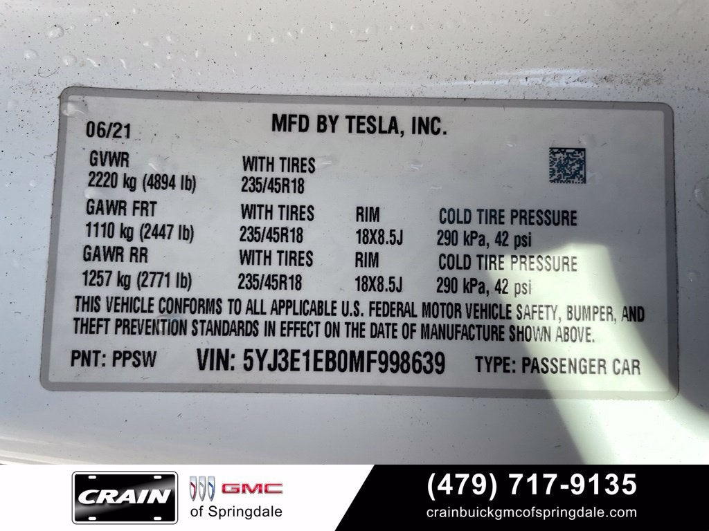 2021 Tesla Model 3 Long Range