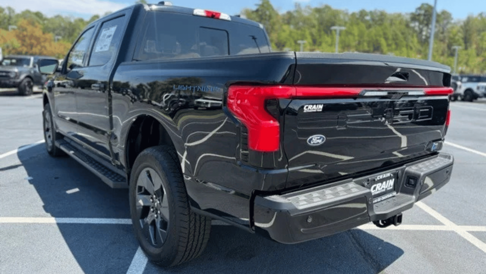 Back view of 2025 Ford F-150 Lightning in Little Rock, AR